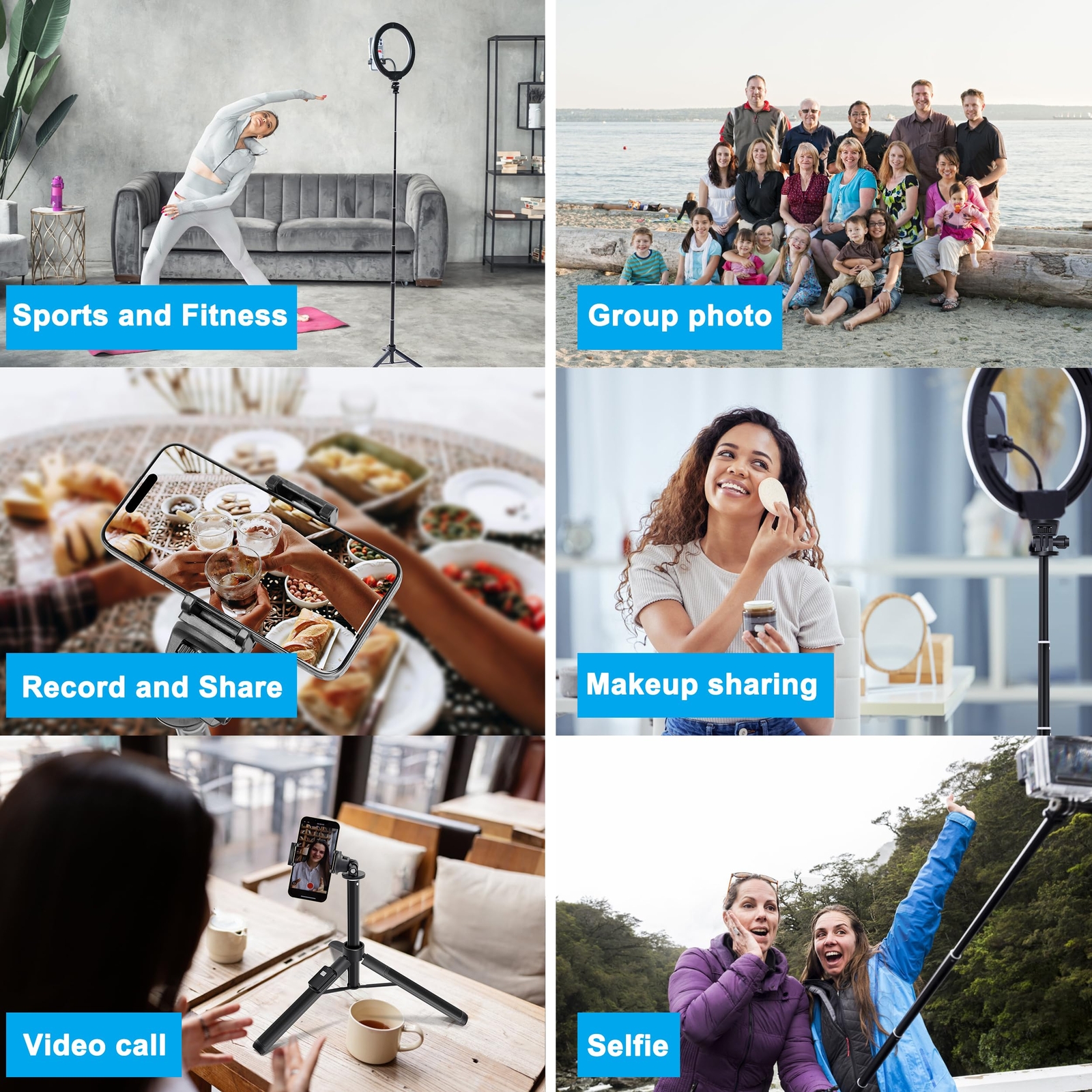 Selfie Stick62 Inches Long Extendable Selfie Stick Tripod Phone Tripod With Wire