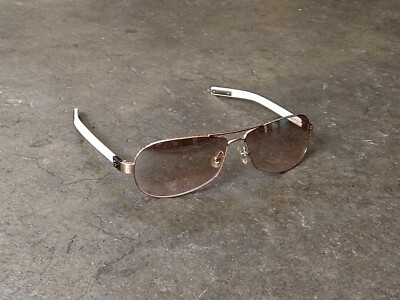 クロムハーツ　RED RIOT CHROME HEARTS Red Riot Sunglasses Gold White Leather Aviator