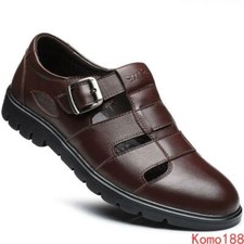 Mens fisherman hollow out leather close toe sandal casual dress shoes