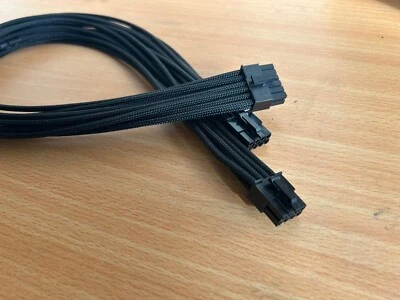 SHAKMODS Be Quiet 12pin Psu a 2 x 8 Pin Pcie 60cm Nero Cavo Alimentazione Manicotto UK