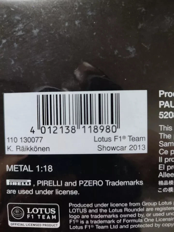 Minichamps 1:18 F1 Lotus Team K. Raikkonen Showcar 2013 110 130077 - Immagine 3 di 3