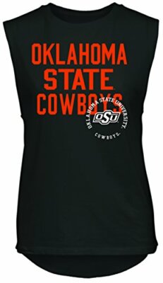 NCAA Rocker Women's Sleeveless Drop Tail Tank, Black, Large, Oklahoma State C...