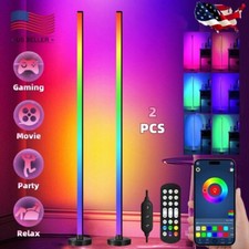 2pcs 47" Smart LED Floor Lamp RGB Remote APP Control Music Sync Corner Lighting