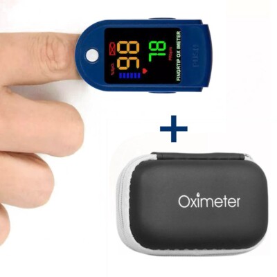 Pulsoximeter inkl. Aufbewahrungstasche Finger Sauerstoff Messgerät Oximeter