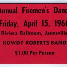 1966 Janesville WI Riviera Ballroom Annual Firemens Dance Howdy Roberts Band Vtg
