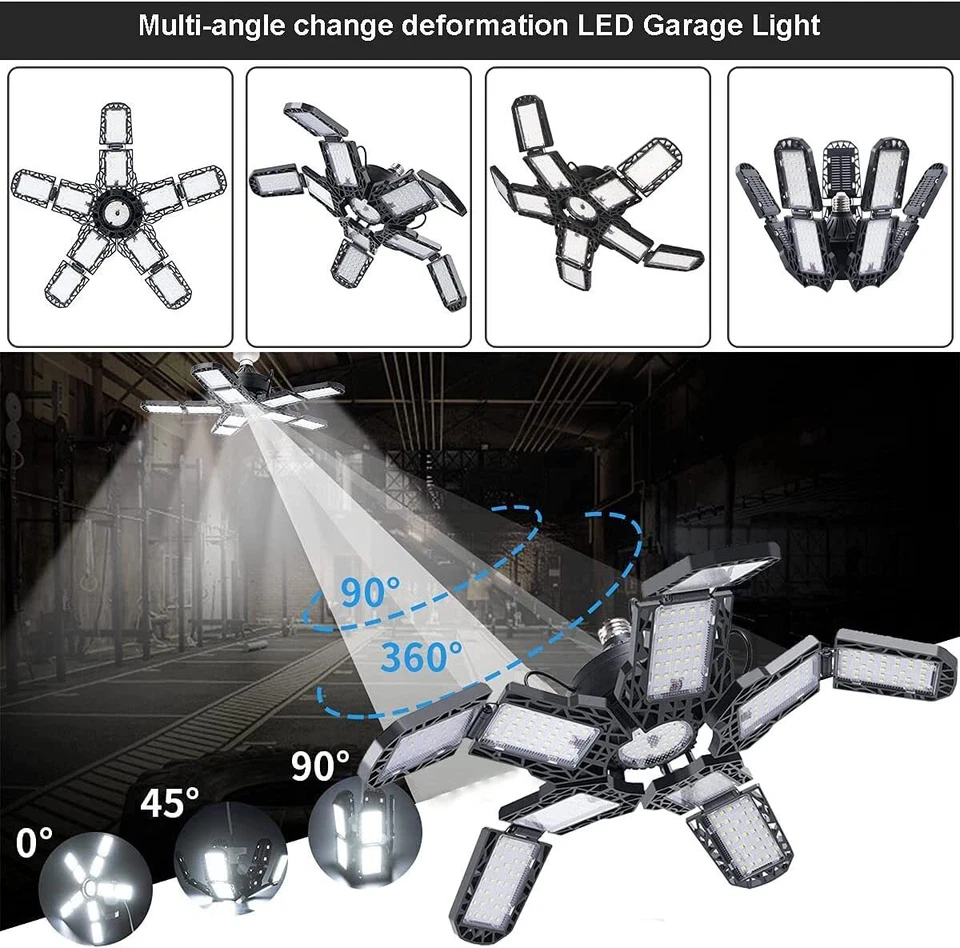 9000000LM Luz LED Garaje Super Brillante Taller Luces de Techo Bombilla Deformable Foto 4 de 4