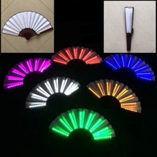 10" LED Light Up Chinese Hand Fans Held Folding Fan Party Dance Bar Rechargeable