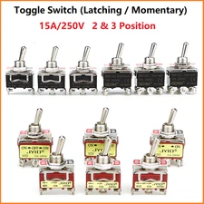 240V 15A Toggle Flick Switch Metal ON/OFF/ON Car Dash Light SPST 2/3 Positions