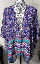 Umgee Aztec Geometric Butterfly Blouse Button Cardigan