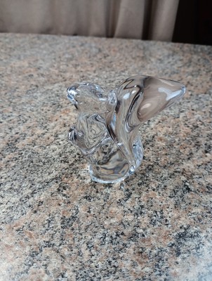 Crystal Art Glass Squirrel Figurine Paperweight Signed FC 83 France 3''