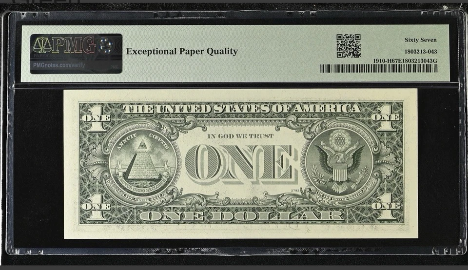 1977A $1 FRN PMG 67 EPQ Superb Gem Radar Serial H19755791C ST LOUIS Birth Year - Image 2 of 3