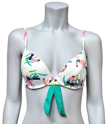 MARKS & SPENCER Damen Bademode Weiß Mehrfarbig Papageien Design Bikini Oberteil