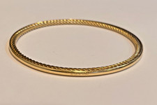 DAVID YURMAN 18K Yellow Gold Rope Cable Bangle Bracelet, 11.1g, Size 7.5"
