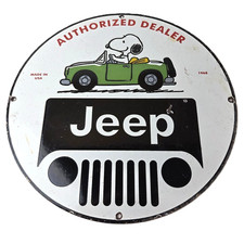 Vintage Jeep Sign - Snoopy Off Road Gas Pump Service Porcelain Sign
