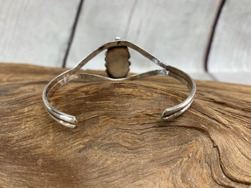 Brazalete brazalete vintage de plata esterlina nativa americana con piedra de ostra naranja - Imagen 3 de 3