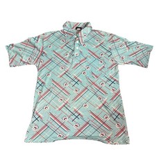 Vintage 70s JCPenny Polo Shirt Abstract Atomic Patterned Design Mens L