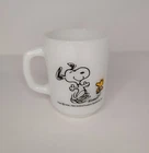 Vintage Fire King Snoopy Woodstock At Times Life is Pure Joy Mug Milk Glass