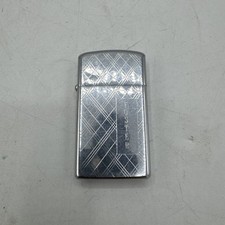 Zippo Slim Lighter 1972 Daimond Pattern Monogramed Chrome Vintage