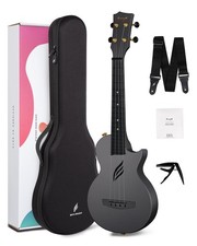 Enya Nova U Konzert-Ukulele 23 Zoll Schwarz &ndash; Carbonfaser Set mit Tasche, Gurt