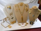 Vtg Lot 27 pc Gold Tone Jewelry Trifari/Krementz/1928/Givenchy/Wedding Cake/More