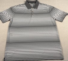 Nike Golf Tour Performance Dri-Fit Polo Shirt Men Large Gray White Stripe Shirt