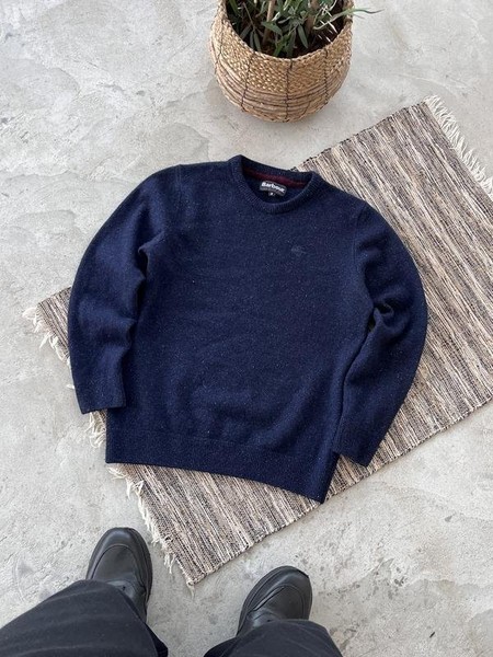 Men Barbour Sweater Navy Cotton 38 / M / 46