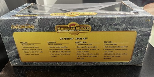American Muscle 1/18 Scale 1970 Pontiac Trans Am Polar White Diecast #7843 NIB - Picture 5 of 6