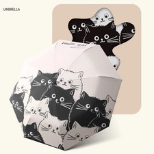 Cat Umbrellas Portable Rain And Sun Dual-Use Umbrella Automatic Folding Black Co