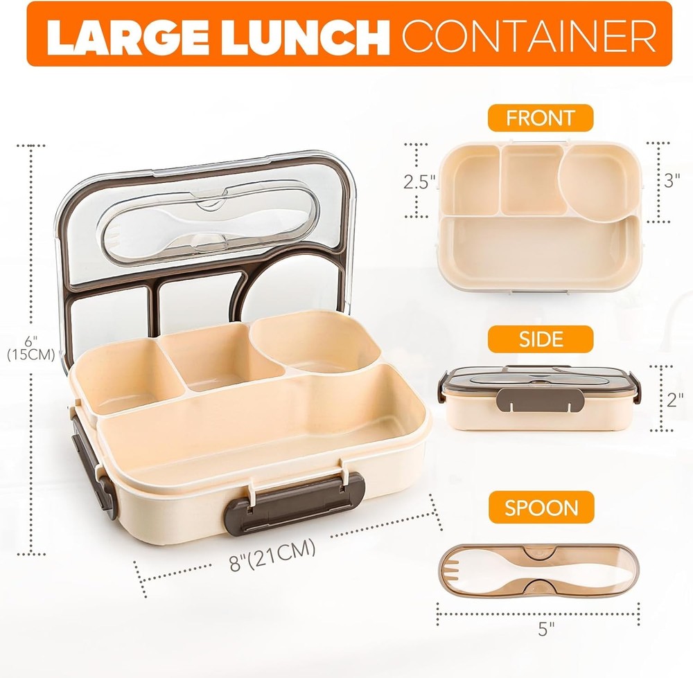 EASYFUN 4-Compartment Bento Box for Adults and Kids Lunch Containers EASYFUN 4-Compartment Bento Box for Adults and Kids Lunch Containers