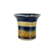 Studio Pottery Small Flared Cup Signed Arabic Letter Noon Drip Glaze 2.25"