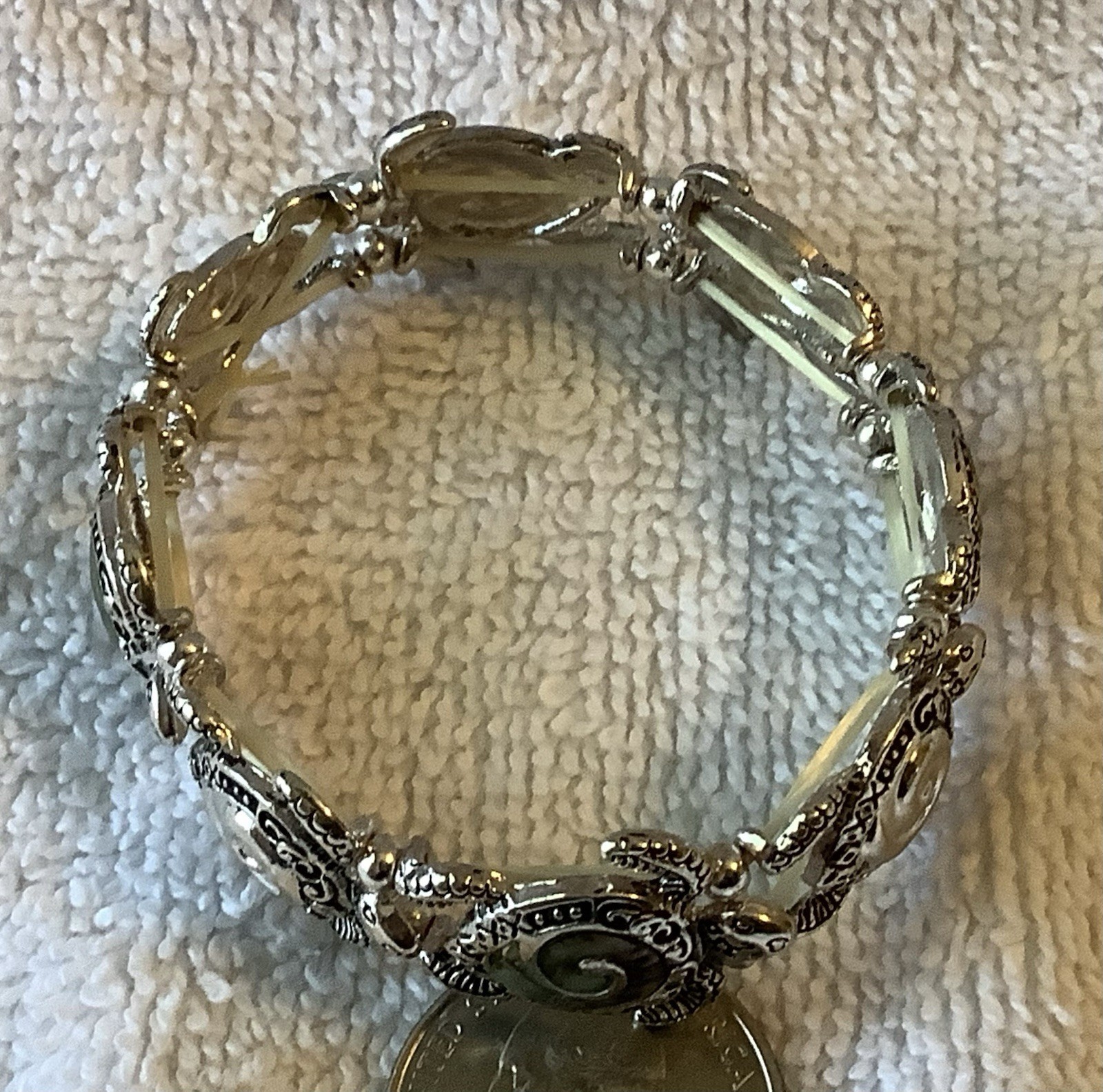 Turtle Abalone Shell Stretch Link Metal Trim Brac… - image 2