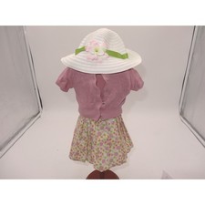 American Girl Kit Kittredge Meet Outfit Floral Skirt Pink Cardigan White Hat