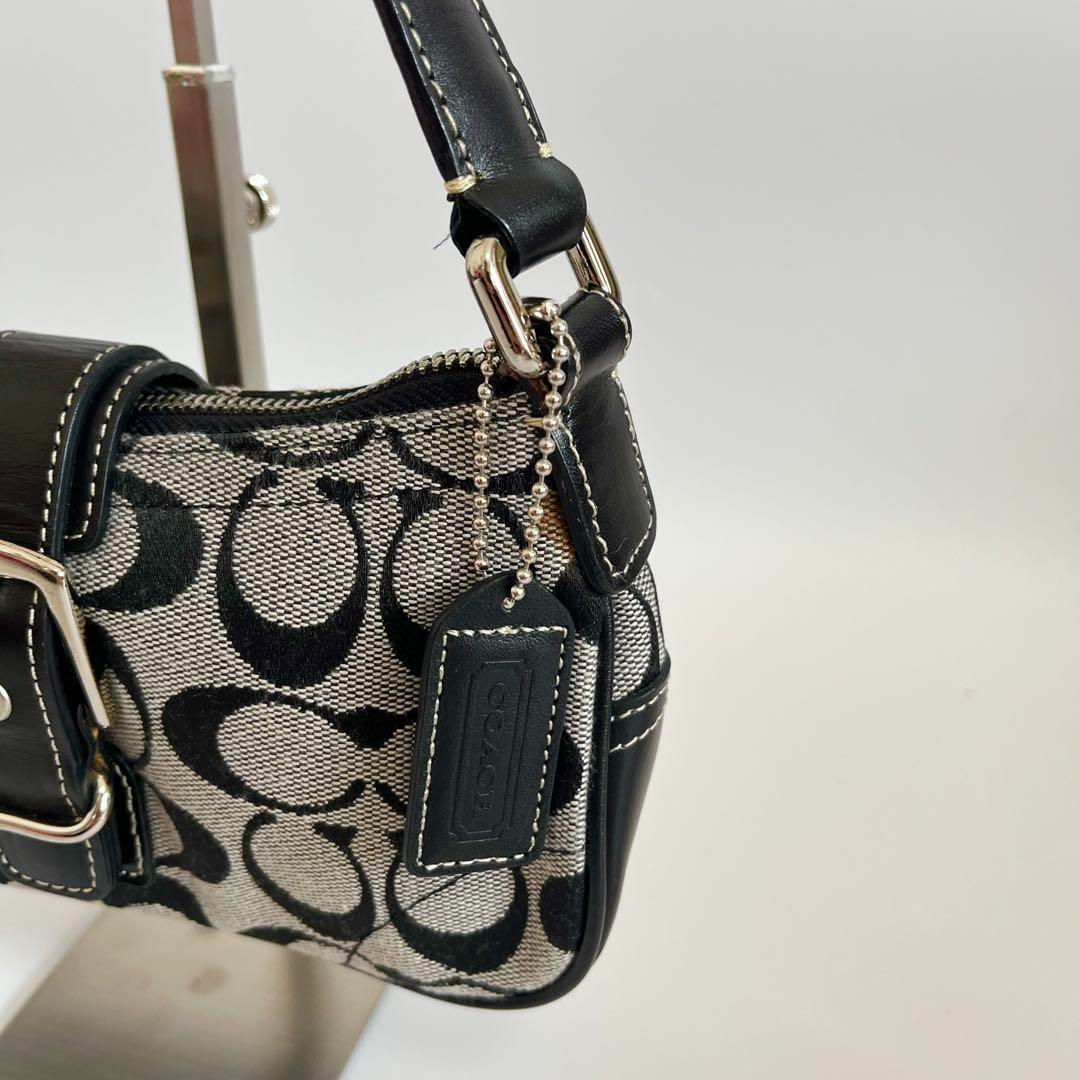 COACH 6362 Soho Signature Mini Handbag Grey × Black Canvas Leather
