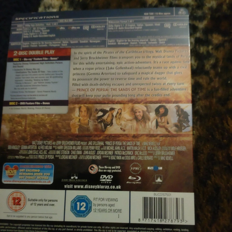 prince of persia Steekbook the sands of time double play Blu ray & DVD like new - Image 2 of 4