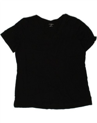 EDDIE BAUER Damen T-Shirt Oberteil UK 18 XL Schwarz Baumwolle AA15