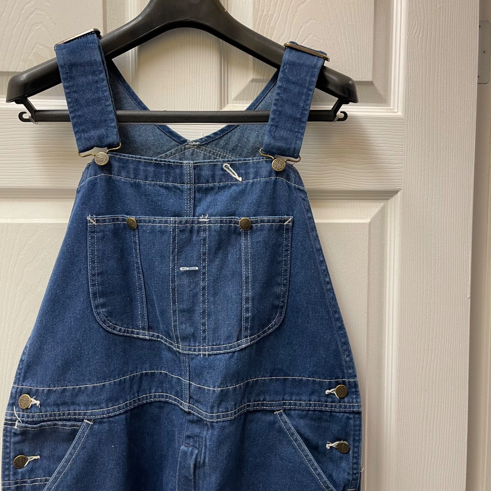 Vintage Sear & Roebucks Bib Overalls Men's 40x28 Dark Wash Denim Cotton Rugged