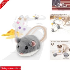 Interactive MigiMouse Cat Toy Rolling Spin with Squeaker Rechargeable Grey