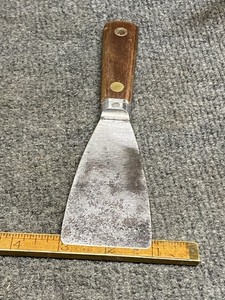 Vintage Putty Knife 2” Flexible Blade Pewter And Hardwood Handle