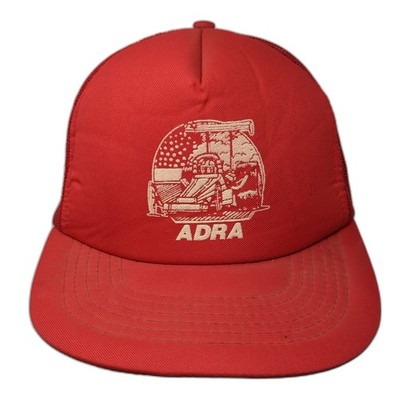 Adra Snapback Trucker Hat Red One Size Adjustable Mesh Back Outdoor Polyester