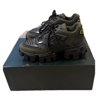 PRADA Cloudbust Thunder Low Top Lace-Up Sneakers Black Green Yellow