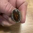 VINTAGE NAVAJO TUFA CAST FIRE AGATE 925 SILVER RING