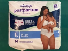 NEW Always Discreet Postpartum Underwear Size L (14-20) -14 Disposable Underwear