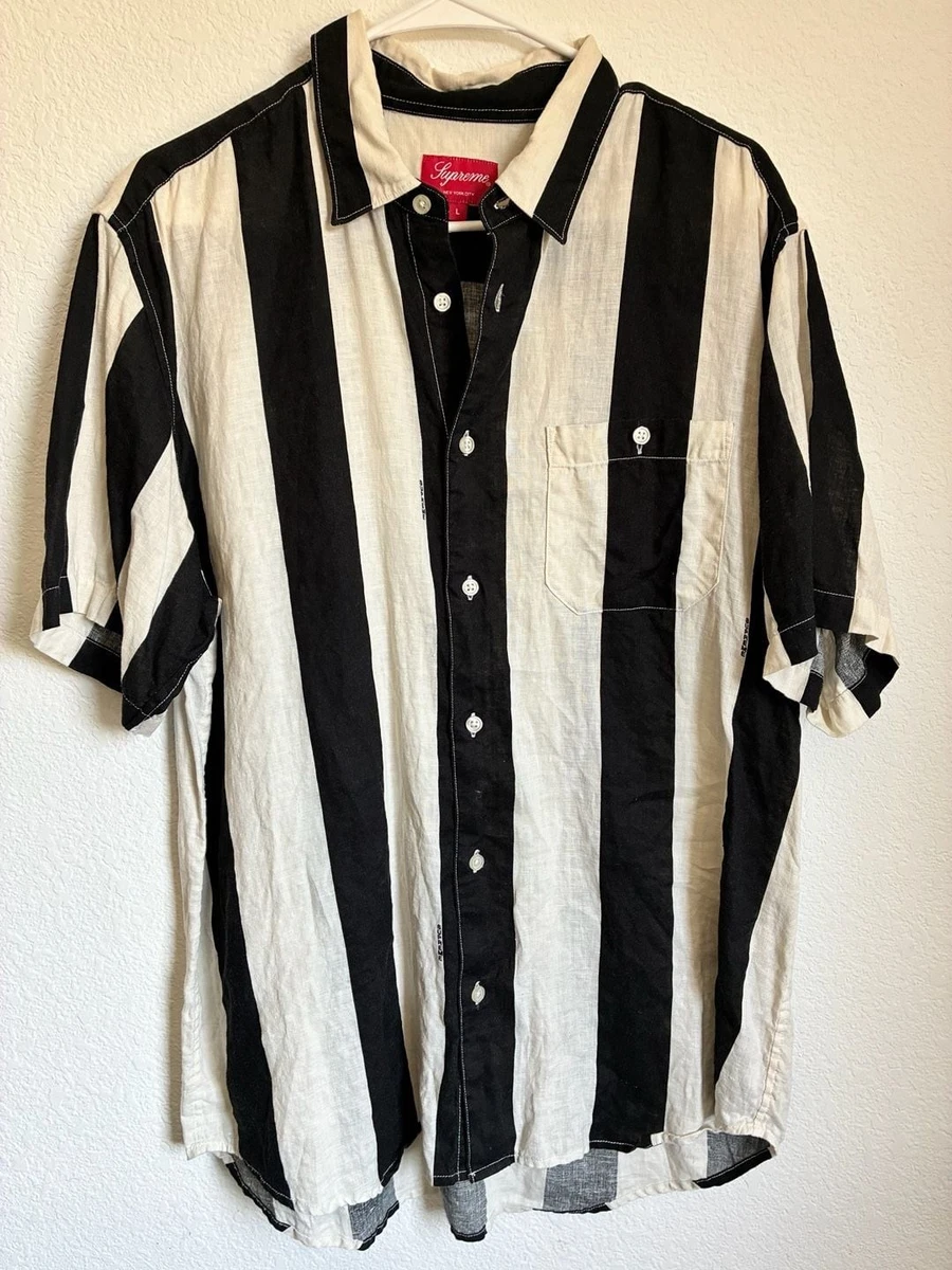 Supreme Short Sleeve Striped Casual Button-Down Shirts for Men for