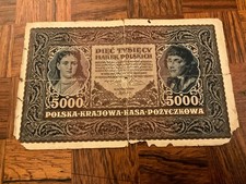 5,000 Poland Zlotych banknote dated 1920