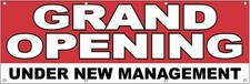 2x6 Ft GRAND OPENING UNDER NEW MANAGEMENT Banner Polyester Fabric Sign rwb