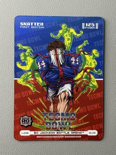 🔥2026 Bo Jackson Battle Arena Tecmo Bowl Skatter Glow Logo Foil SSP Skattebo🔥