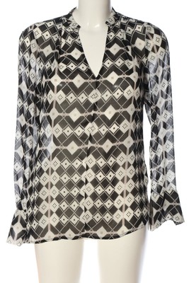 MEXX Transparenz-Bluse Damen Bluse Gr. DE 38 creme-schwarz Casual-Look