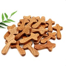 24 Pcs Wood Holding Crosses Bulk Hand Held Prayer Pocket Pine Cross Easter Ho...