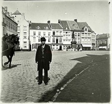 Belgium Tongres Grand-Place Hotel Du Casque 1897 Photo Stereo Verre Vintage