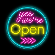 Yes We Are Open Neon Sign Dimmable Sign Led Open Neon Wall Decor USB Powered ...